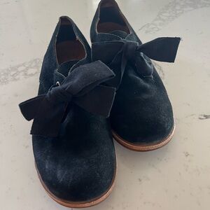Black Suede Shoes with Bow Detail